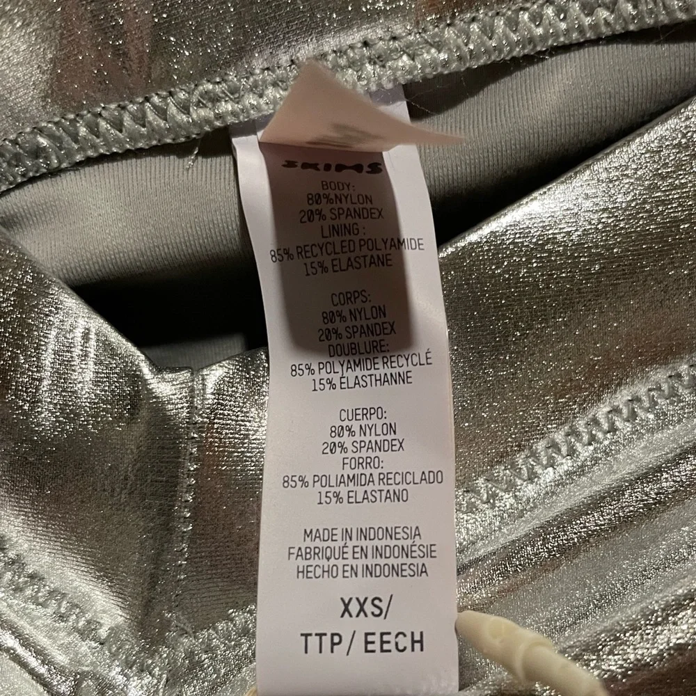 NWT Skims Metallic Swim V Waist Pant Rouched Silver Nickle XXS